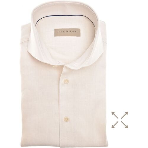 John Miller Overhemd Mélange Color Fine Texture Linnen Stretch Blend Gebroken Wit / male