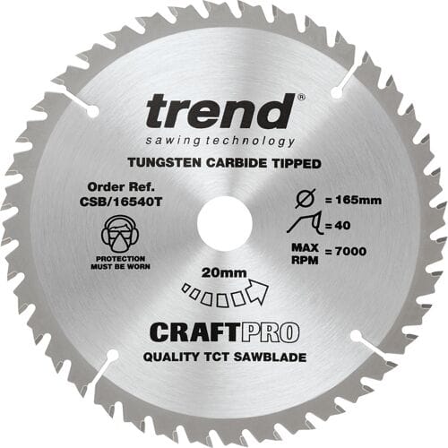Trend cirkelzaagblad 165x20x1,5mm 40T