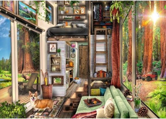 Ravensburger Jigsaw Puzzle Tiny House In Redwood Forest 1000pcs. 2D Puzzels
