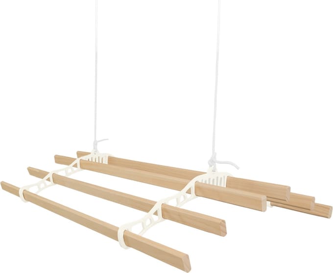 Kledingrek plafond katrol - ivoor - 1.5m - 6 latten