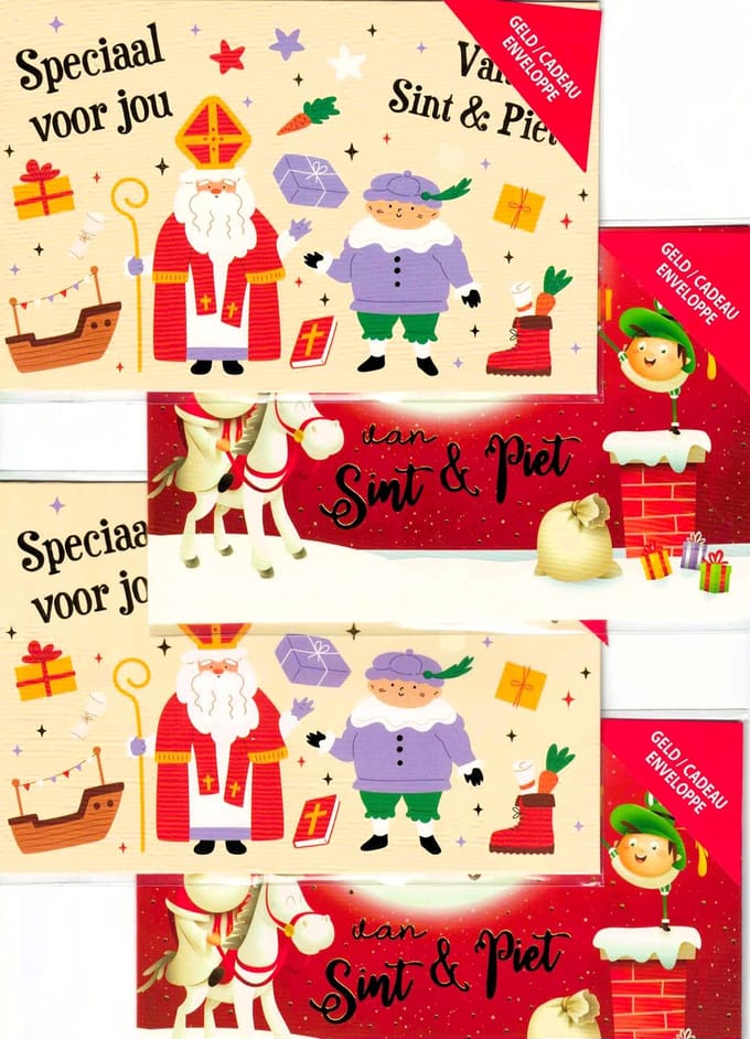 Sinterklaas geld-envelop - sinterklaas kado envelop - sinterklaas geschenk envelop - sint en piet kado envelop - sint en piet geld-envelop - sint en piet geschenk envelop - set van 4