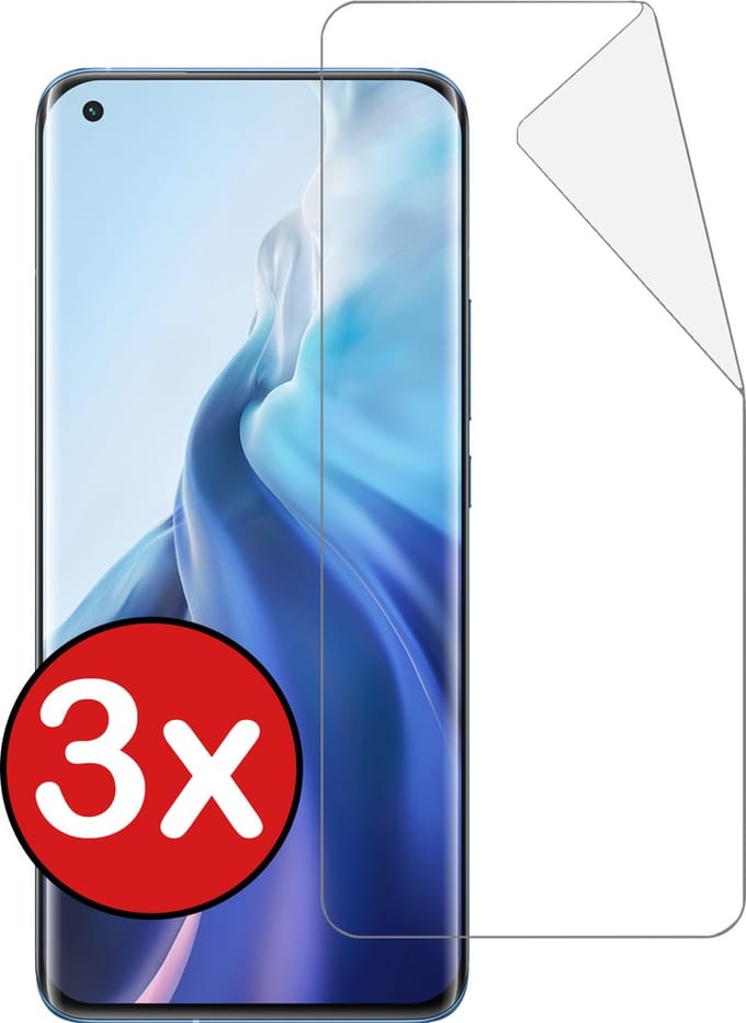 Screenprotector - 3 Stuks - Folie - Geschikt voor Xiaomi Mi 11 - Ultra Clear - Bescherm Folie - Soft TPU - Screen Protector