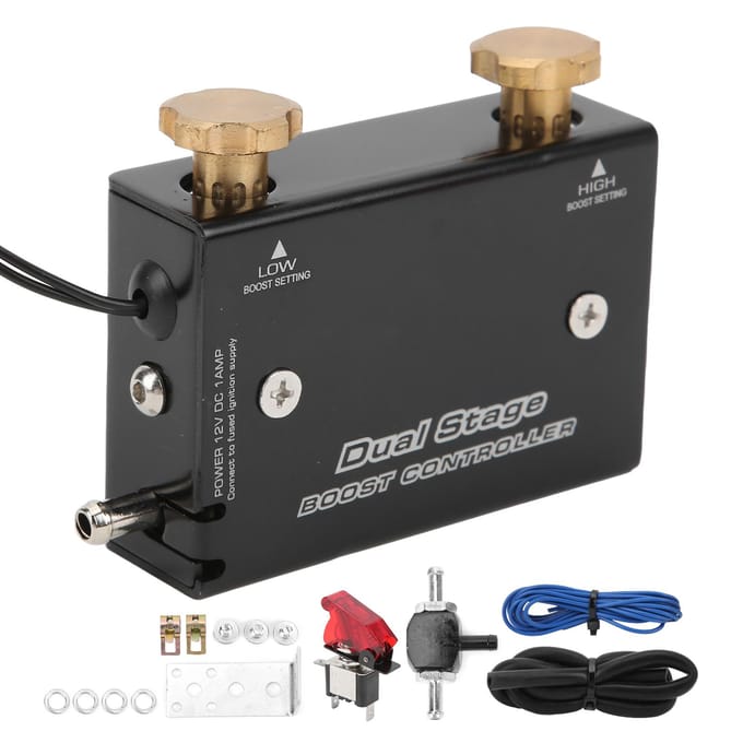 Auto Dubbelstaps Turbolader Boost Elektronische Controller Kit Aluminiumlegering voor 12V Auto Universeel