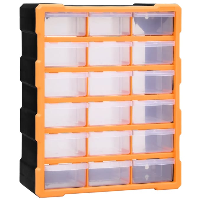 vidaXL - Organiser - met - 18 - medium - lades - 38x16x47 - cm