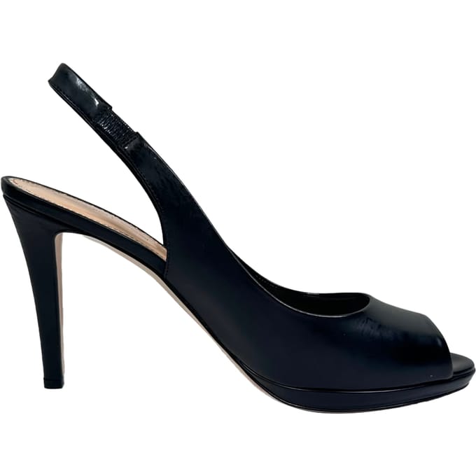 Sergio Rossi Peep-Toe Slingback Pumps in Zwart Leer