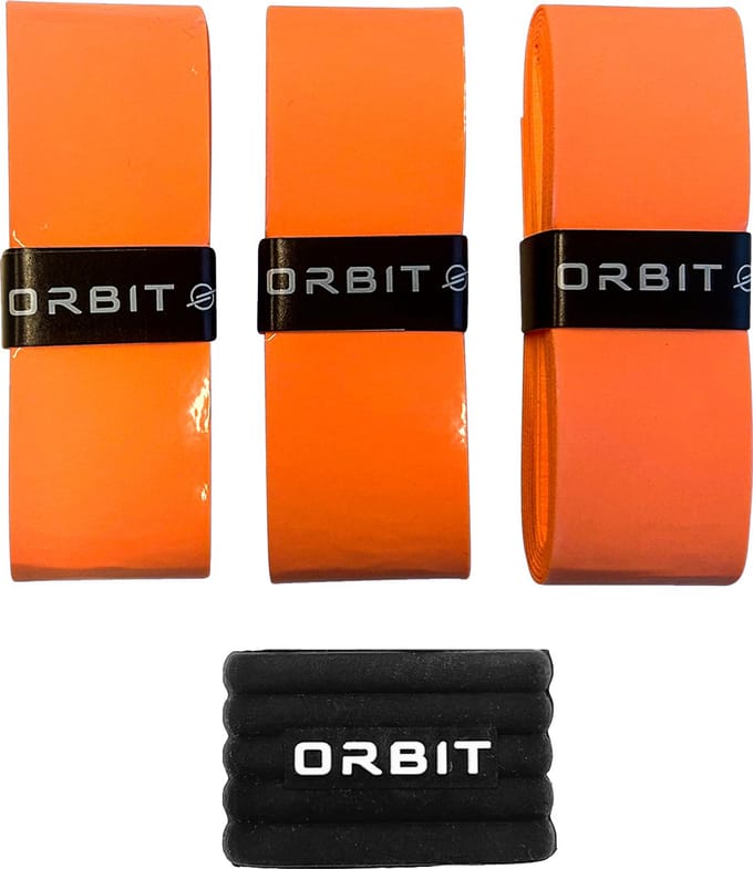 Padelracket Overgrip (x3) oranje met rubberen ring