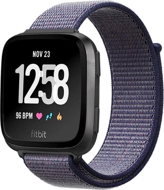Shop4 - Geschikt voor Bandje geschikt voor Fitbit Versa / Fitbit Versa 2 / Fitbit Versa Lite / Fitbit Blaze - Nylon Grijs Paars