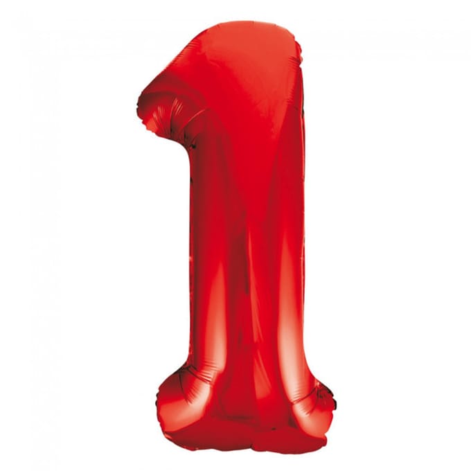 Wefiesta - Folieballon Cijfer 1 Rood - 86 cm