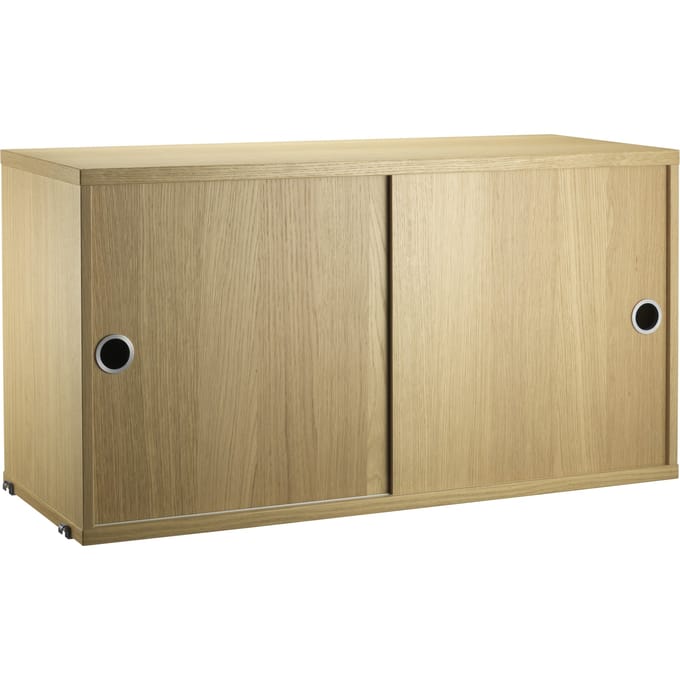 String Furniture - Kast met schuifdeuren - Diepte 30 cm - Eiken - beige