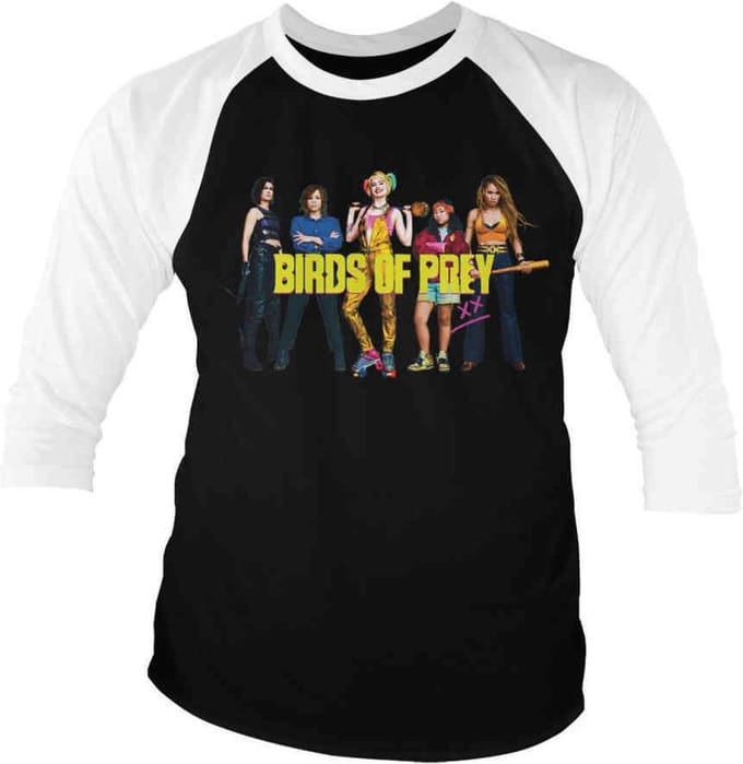 DC Comics Harley Quinn Raglan top -S- Birds Of Prey Zwart/Wit