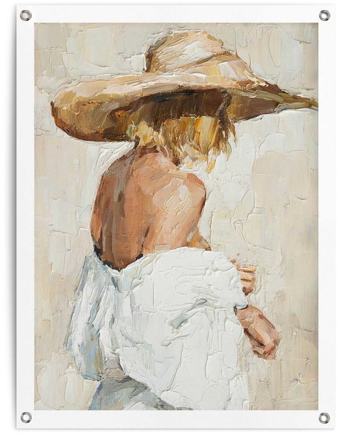 Tuinposter Zomerse vrouw - 80 x 60 - Canvas - REINDERS