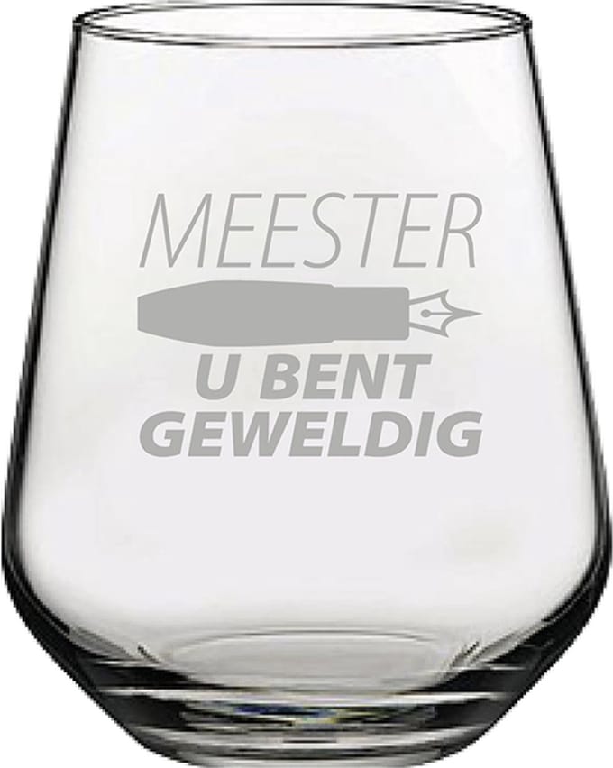 Gegraveerde Drinkglas 42,5cl Meester u bent geweldig