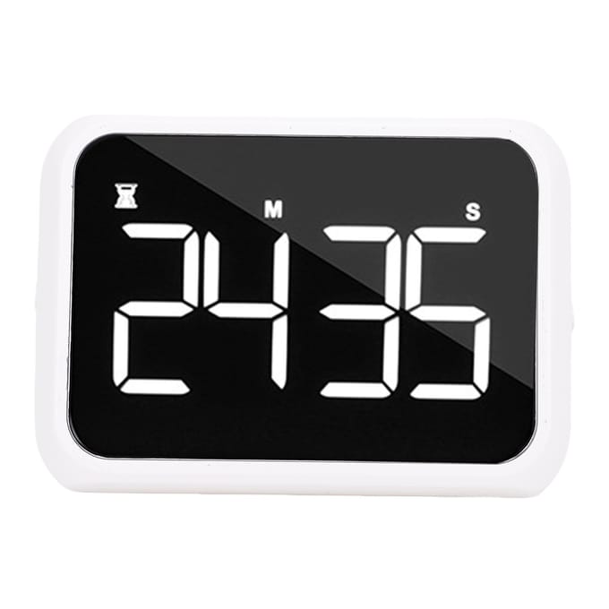 Digitale Timer 4 Inch LED-scherm Instelbare Helderheid en Volume Magnetische Count Down Up Timer voor Studie Koken Fitness wit