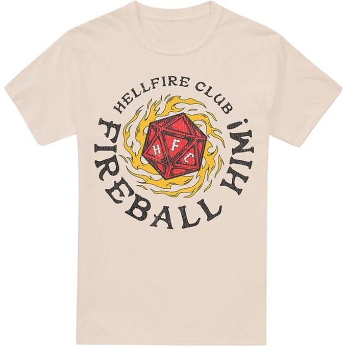 Stranger Things T-shirt - Hellfire Club Fireball Him - S tot L - voor Mannen - crème