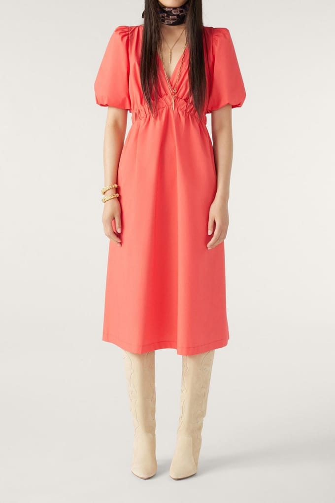 BA&SH Mid-length Dress Corail Maat: S | Midi Jurken Outlet | Dames | Blauw