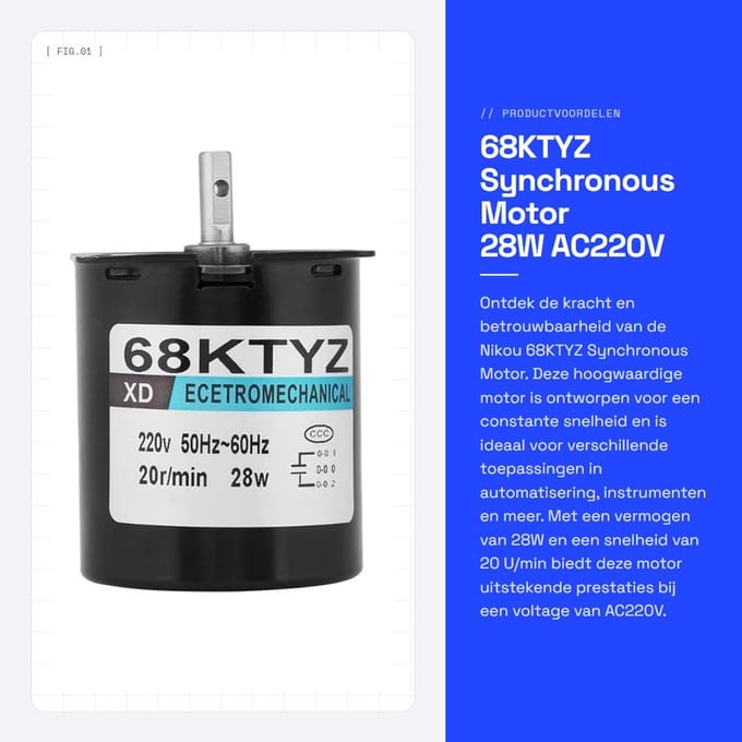 Dailygoods - 68KTYZ Synchronous Motor 28W AC220V - 20 U/min Gear Motor