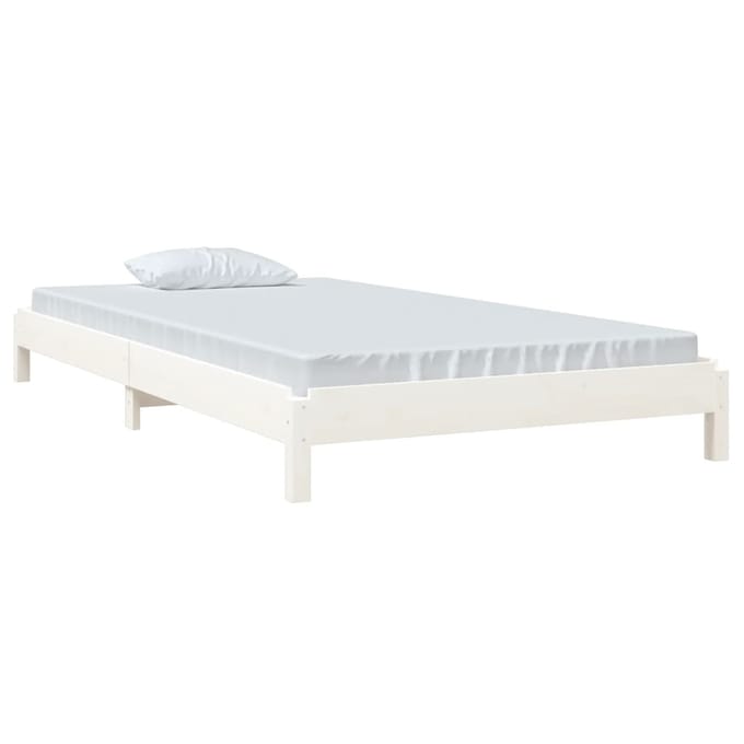 vidaXL - Bed - stapelbaar - 100x200 - cm - massief - grenenhout - wit