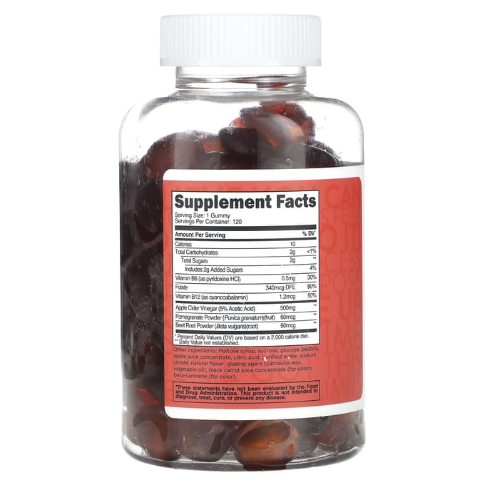TransformHQ, vinaigre de cidre de pomme, 500 mg, 120 gommes saveur pomme
