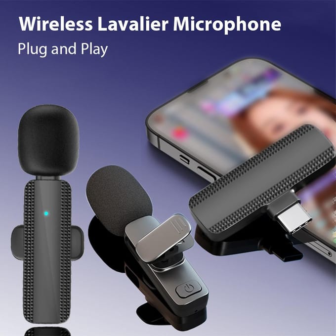 Draadloos Lavalier Microfoonsysteem Dubbele Microfoon Ruisonderdrukking Draadloze Transmissie 1 Receiver and 1 Microphone zwart