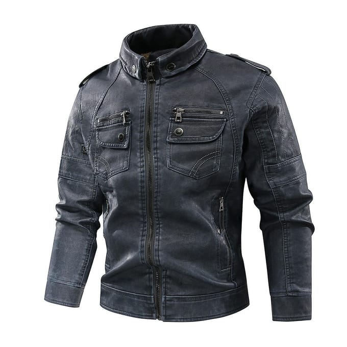 Gewassen Retro Leren Jas met Knap Vakmanschap 4XL black
