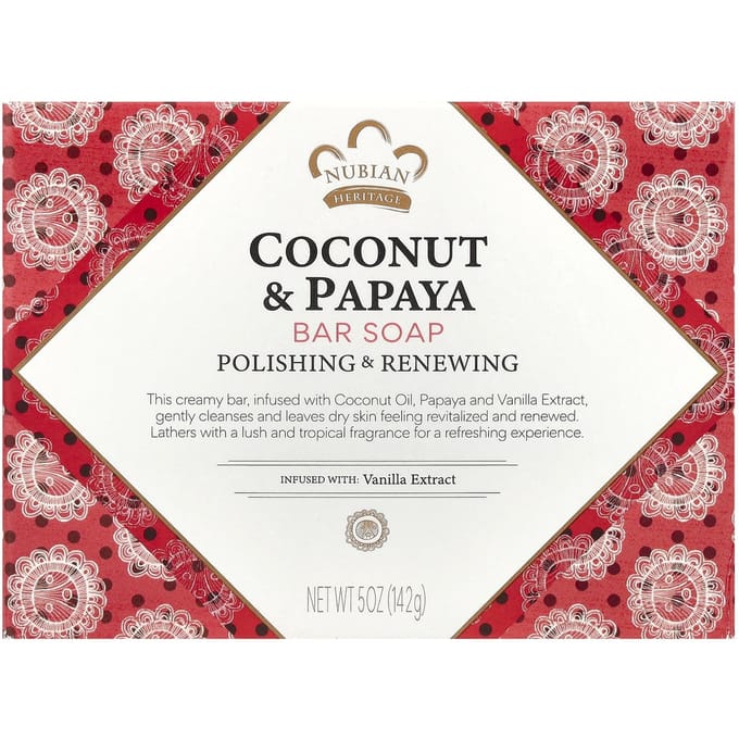 Nubian Heritage, Coconut & Papaya Soap Bar, 5 oz (142 g) brown