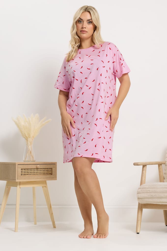 Yours Roze Chili Slaapshirt Nachthemd Size 62-64