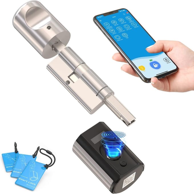 Slim elektronisch deurslot met vingerafdruk en RFID, wifi-verbinding en app bediend