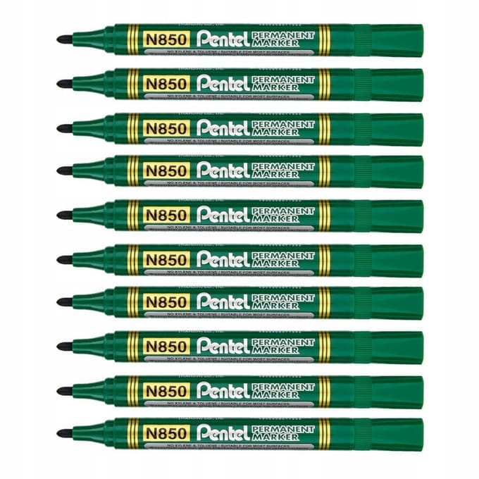Pentel N850 Permanente Marker Groen - 10 Stuks