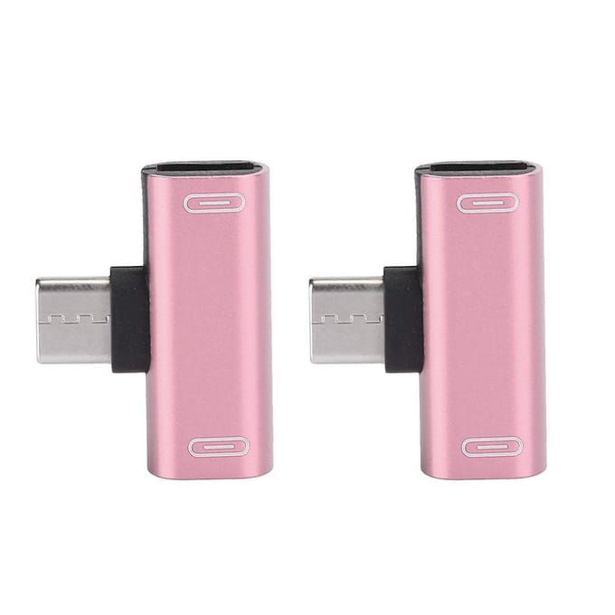 2PCS Convertisseur TypeC Splitter Double 2 en 1 vers Casque USB o Adaptateur Chargeur Rose(Rose ) rouge