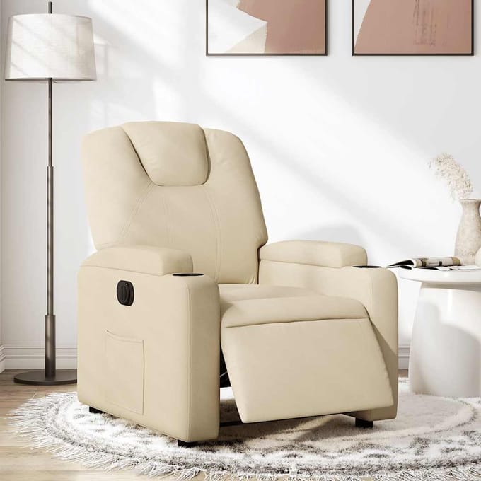 vidaXL - Fauteuil - verstelbaar - elektrisch - stof - crèmekleurig