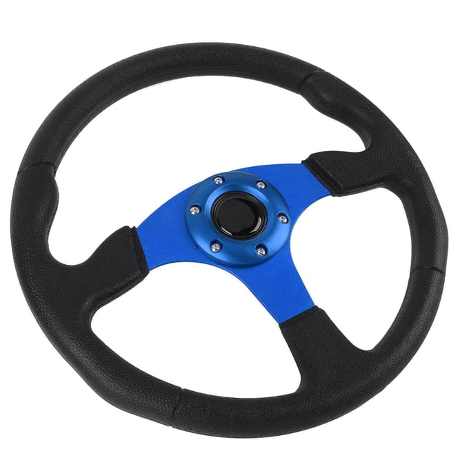 14in Universeel Race Stuurwiel PU Leer Aluminium Frame Universele Pasvorm voor 6 Gaten Naaf zwart