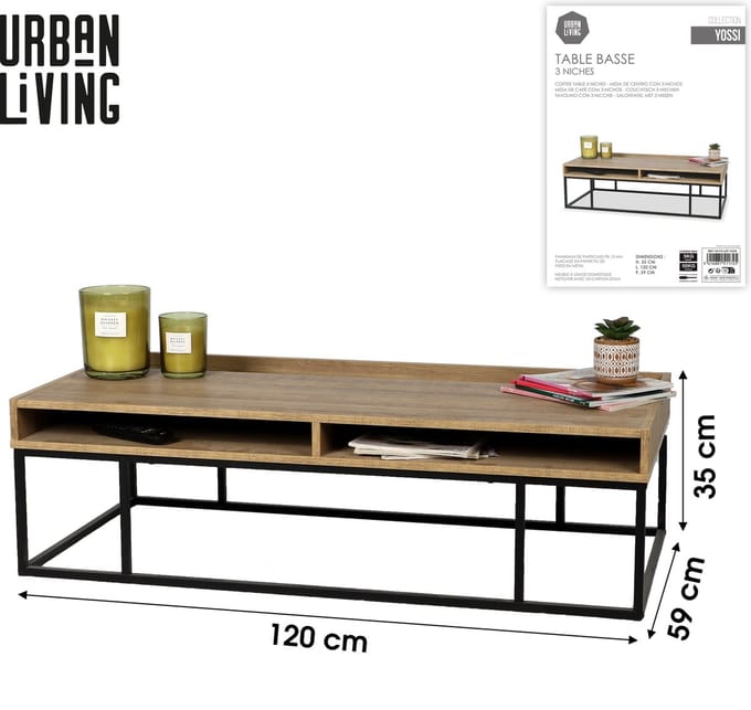 SALONTAFEL MET 3 NISJES 120X59XH35CM