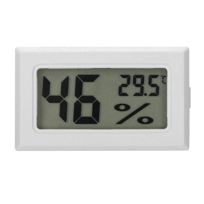 Huisdier Reptiel Hygrometer Ingebouwde Aquarium Thermometer met Groot Digitaal Display Wit gray
