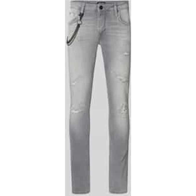 Tapered fit jeans met kettingdetail