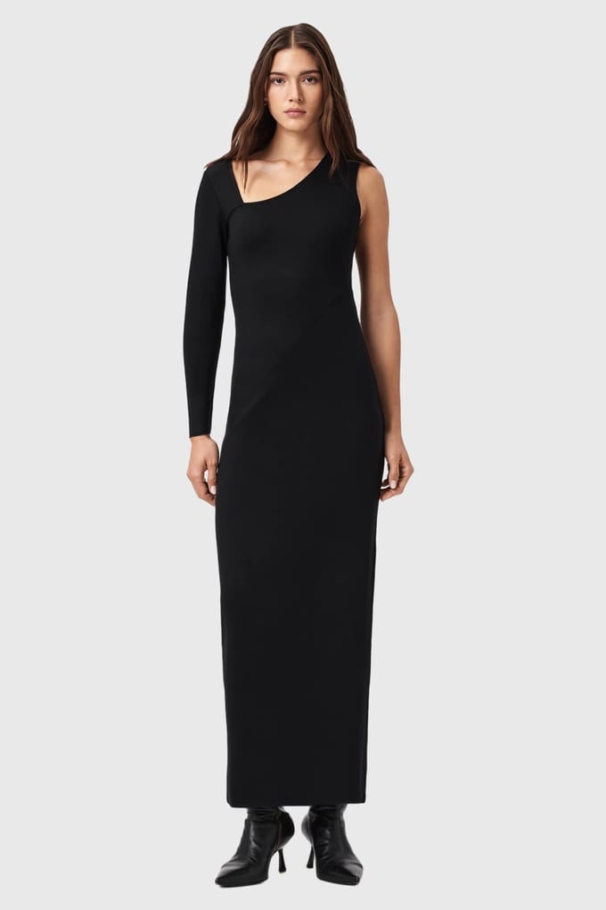 AllSaints Ari Dress Black Maat: 2 | Maxi Jurken Outlet | Dames | Zwart