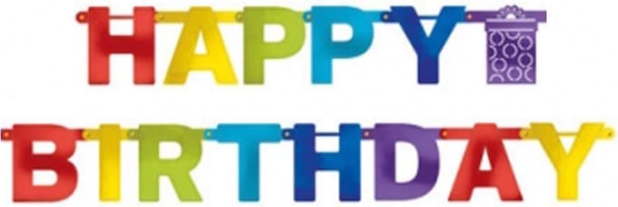 AMSCAN - Veelkleurige regenboog Happy Birthday slinger