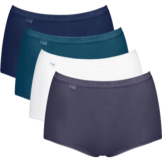 Sloggi Basic+ Maxi C4P Dames Onderbroek - BLAUW WIT COMBINATIE