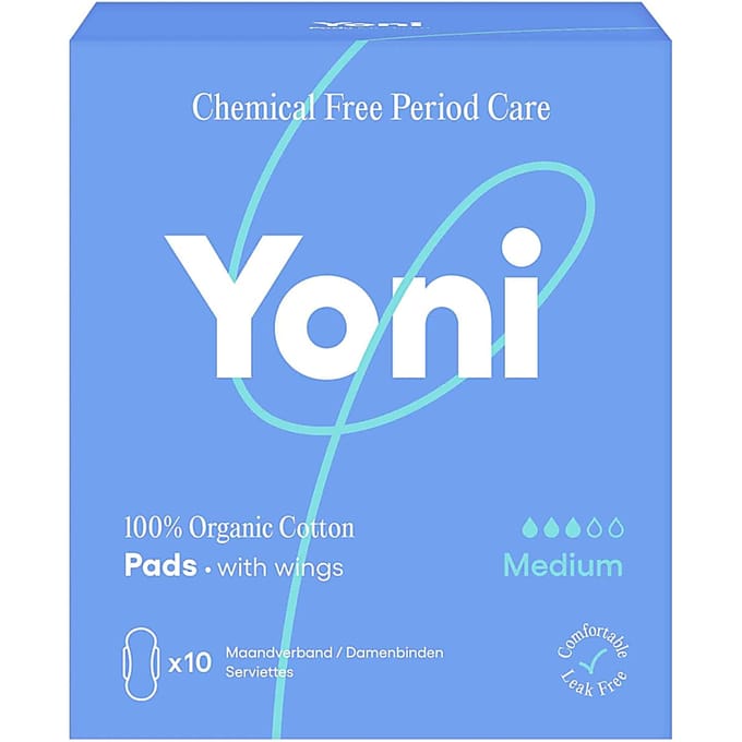 Yoni Maandverband - Medium - met vleugels - Biologisch Katoen - 10 stuks