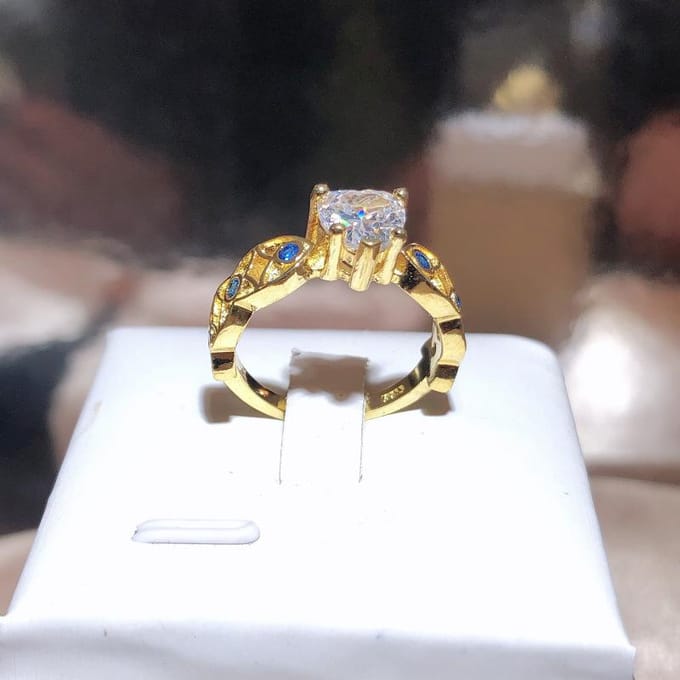 Bloem Blauwe Tip Zirconium Hart Ring Galvanisch Verguld Kleur Beschermingsring No. 10 gray