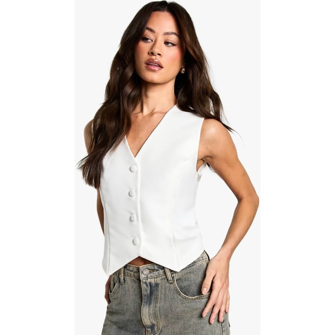 boohoo Dames Tall Essentiele Weste | Ivoor | Maat: 40