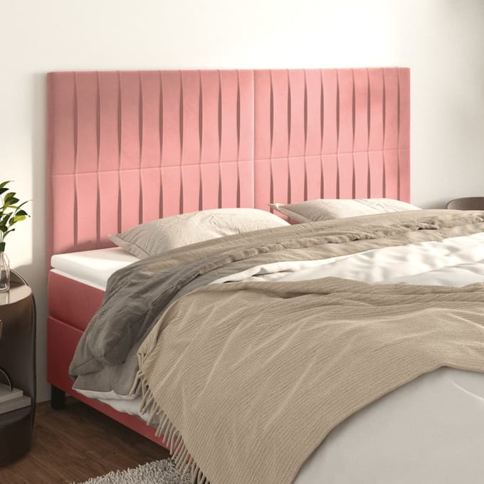 vidaXL - Hoofdbord - roze - 160x5x118/128 - cm - fluweel