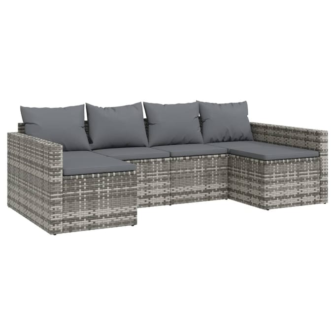 vidaXL - 2-delige - Loungeset - met - kussens - poly - rattan - grijs
