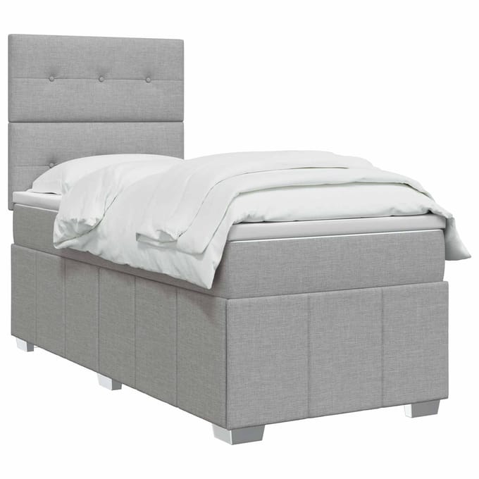 vidaXL - Boxspringbed - met - matras - Lichtgrijs - 100 - x - 200 - cm - Stof