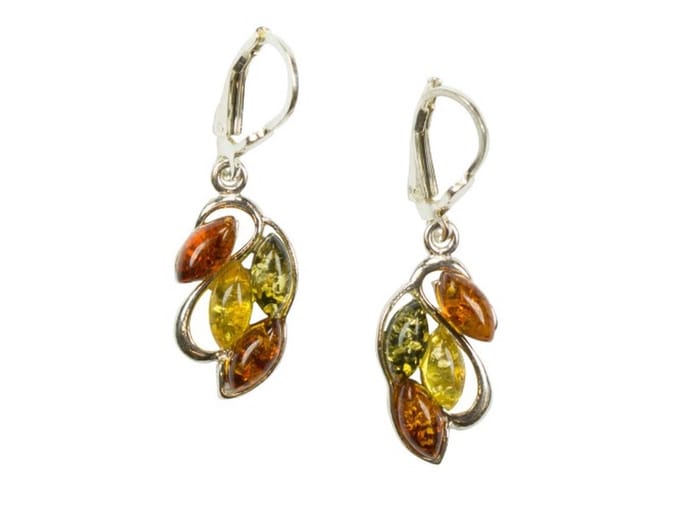 Zilveren oorbellen met sluiting Amber / Barnsteen 925 zilver