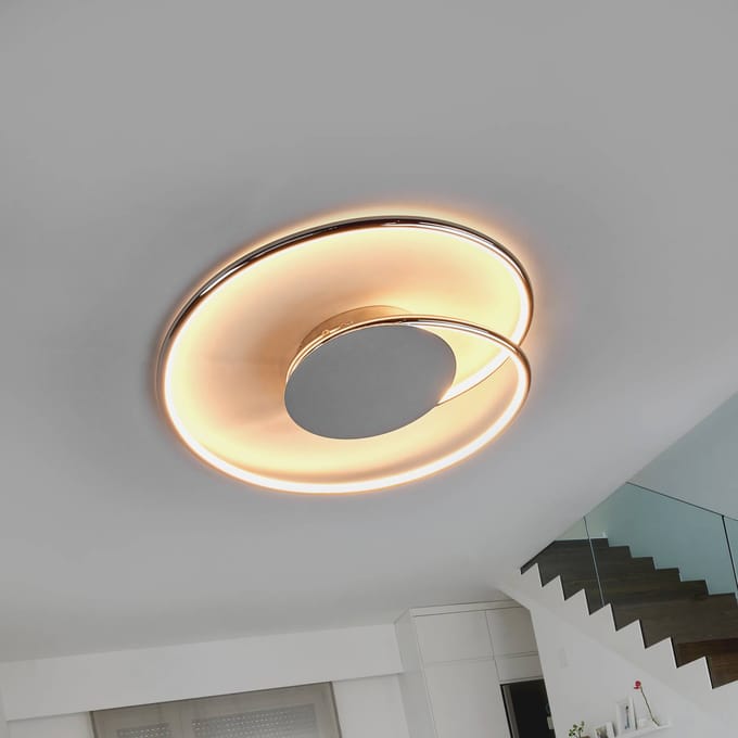Lindby LED plafondlamp Joline, Ø 45 cm, chroomkleurig, metaal