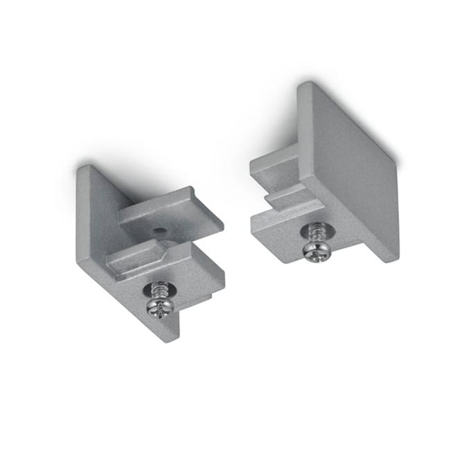 Spanningsrail Eindkap - 2 Stuks - DUOLINE - 2 Fase - Mat Titaan