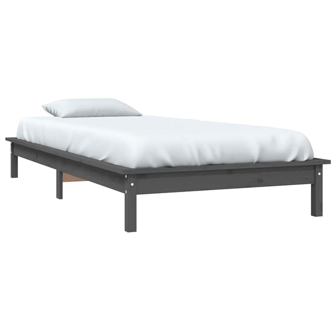 vidaXL - Bedframe - massief - grenenhout - grijs - 90x200 - cm