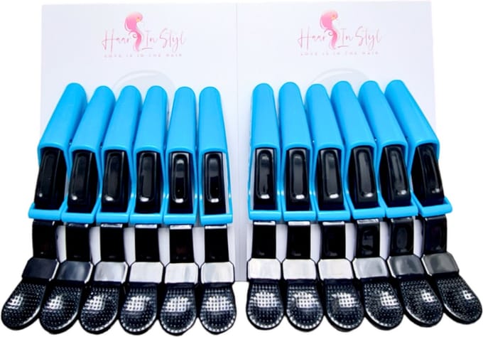 Haar in Stijl® 12 Krokodillen Haarklem Blauw - Sterke Styling Clips