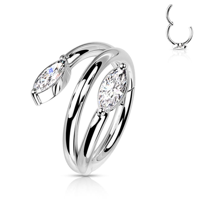 Piercing clicker ring dubbel blad 1.2x8 - zilver - LMPiercings