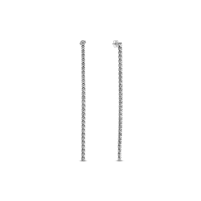 CO88 Collection - 8CE-70588 - oorbelhanger string wit kristal - 10 cm - zilverkleurig